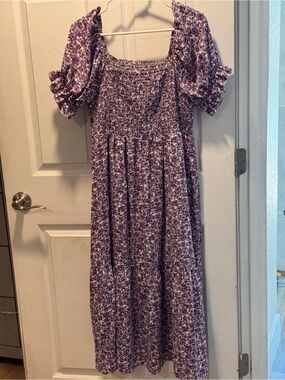 SHEIN Purple Floral Midi Dress